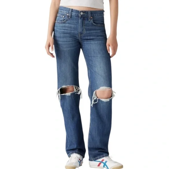 Levi’s Low Pro Straight Distressed Jeans Size 30 - Picture 2 of 10